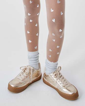 Collants en microfibre à cœur en aluminium pour filles