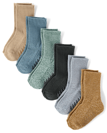 Lot de 6 paires de chaussettes mi-mollet matelassées chinées pour garçons