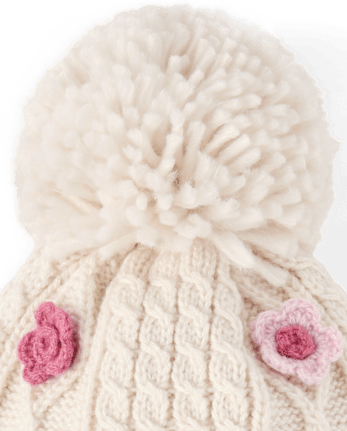 Toddler Girls Cable Knit Floral 2-Piece Cold Weather Set