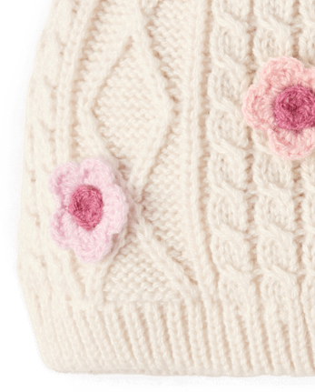Toddler Girls Cable Knit Floral 2-Piece Cold Weather Set