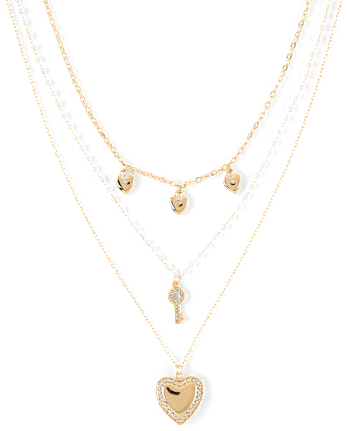 Girls Heart Layered Necklace