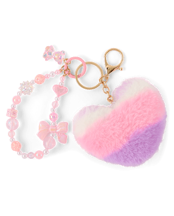 Girls Heart Beaded Bag Charm