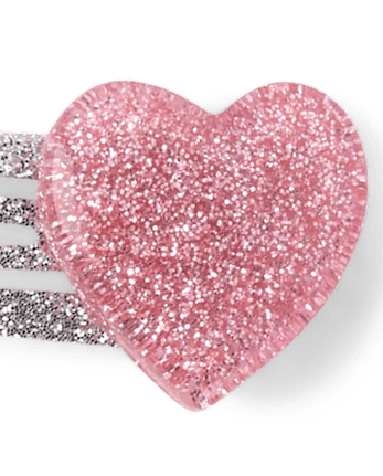 Girls Glitter Heart Hair Clip 10-Pack