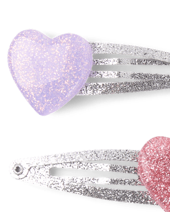 Girls Glitter Heart Hair Clip 10-Pack