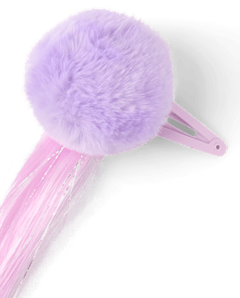 Girls Pom Pom Hair Extension Hair Clip 2-Pack