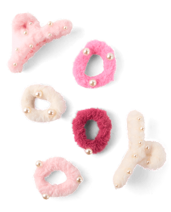 Girls Faux Fur 6-Piece Hair Set