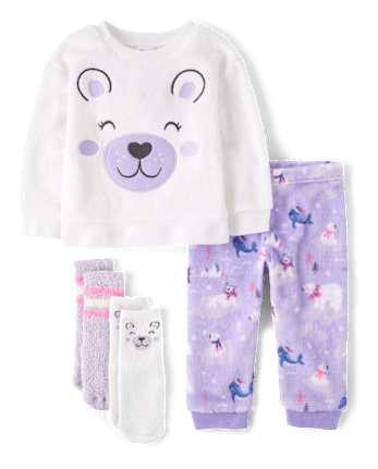 Toddler Girls Bear Cozy Socks 2-Pack