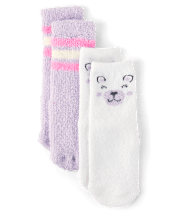 Toddler Girls Bear Cozy Socks 2-Pack