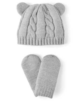 Baby Boys Bear Cable Knit 2-Piece Cold Weather Set