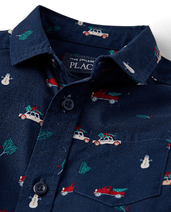 Baby And Toddler Boys Holiday Poplin Button Up Shirt