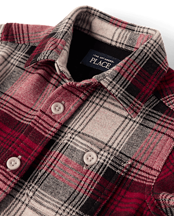 Baby And Toddler Boys Plaid Luxe Cozy Knit Button Up Shirt