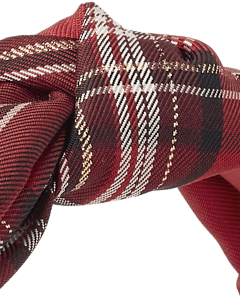 Girls Plaid Satin Bow Headband