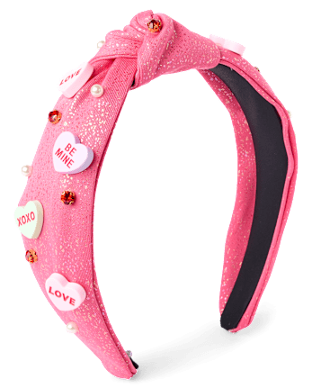 Girls Candy Heart Top Knot Headband