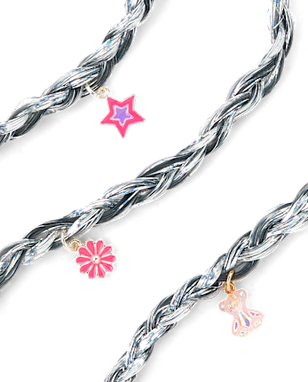 Girls Braided Faux Hair Tinsel Hair Tie