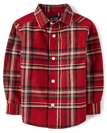 Baby And Toddler Boys Plaid Poplin Button Up Shirt