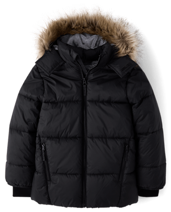 Kids Quilted Faux Fur Lined Parka Jacket