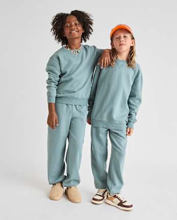 Pantalon de jogging en polaire de qualité supérieure teint en pièce pour enfants
