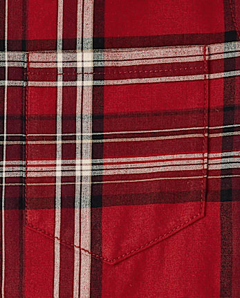Boys Plaid Poplin Button Up Shirt