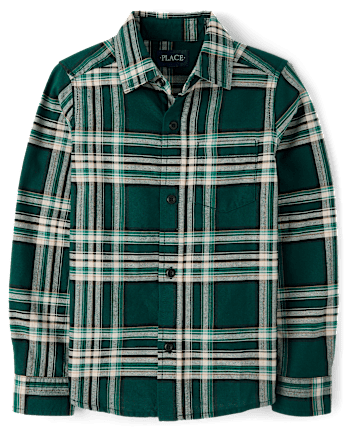 Boys Matching Family Plaid Oxford Button Up Shirt