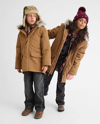 Boys Midweight Microfleece Lined Utility Parka Jacket