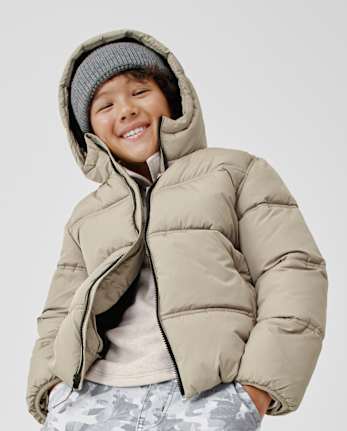 Boys Quilted Faux Fur Lined Puffer Jacket