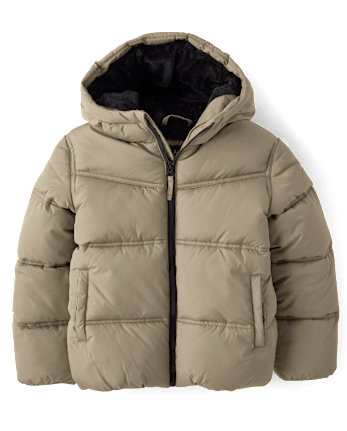 Boys Quilted Faux Fur Lined Puffer Jacket