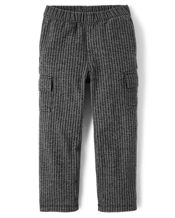 Boys Herringbone Luxe Cozy Knit Baggy Cargo Pants
