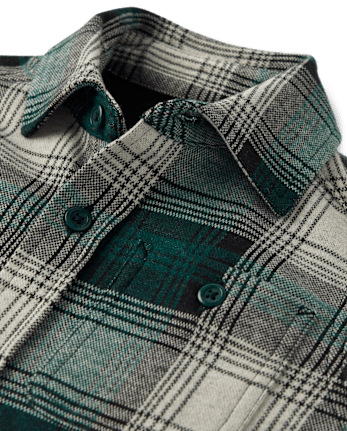Boys Plaid Luxe Cozy Knit Button Up Shirt