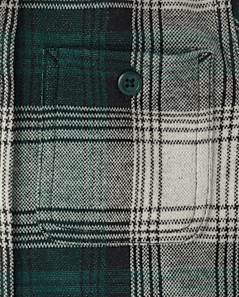 Boys Plaid Luxe Cozy Knit Button Up Shirt