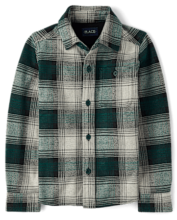 Boys Plaid Luxe Cozy Knit Button Up Shirt