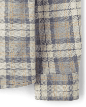 Boys Plaid Luxe Cozy Knit Button Up Shirt
