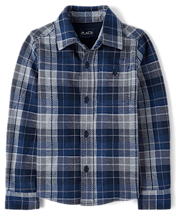 Boys Plaid Luxe Cozy Knit Button Up Shirt