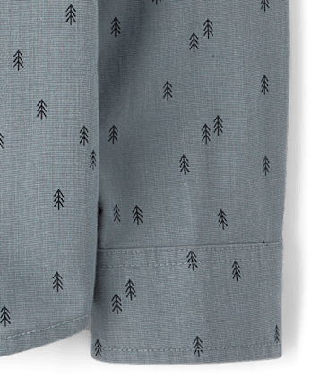 Boys Print Poplin Button Up Shirt