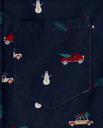 Boys Print Poplin Button Up Shirt