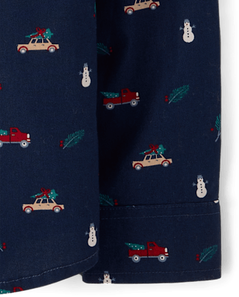 Boys Print Poplin Button Up Shirt
