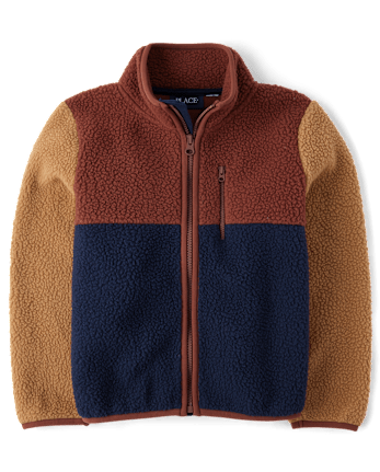 Kids Colorblock Sherpa Zip Up Jacket