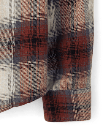 Boys Plaid Flannel Button Up Shirt
