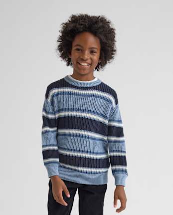 Boys Striped Chunky Sweater