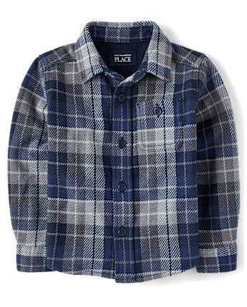Baby And Toddler Boys Plaid Luxe Cozy Knit Button Up Shirt