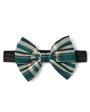 Bandeau à nœud en satin à carreaux pour bébés et petites filles