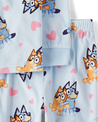 Baby And Toddler Girls Bluey™ Hearts Fleece Pajamas