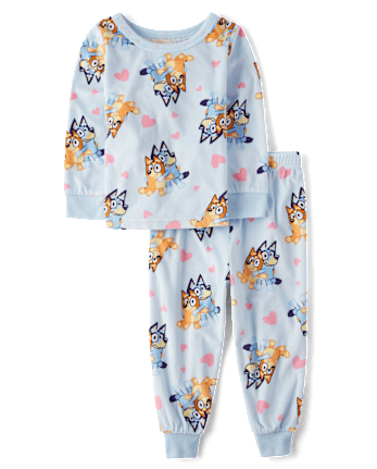Baby And Toddler Girls Bluey™ Hearts Fleece Pajamas