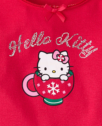 Girls Hello KittyÂ® Rhinestone Mug Ribbed Baby Tee