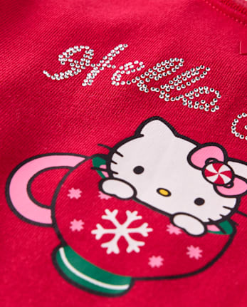 Girls Hello KittyÂ® Rhinestone Mug Ribbed Baby Tee