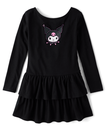 Girls Hello Kitty® Rhinestone Tiered Drop Waist Dress