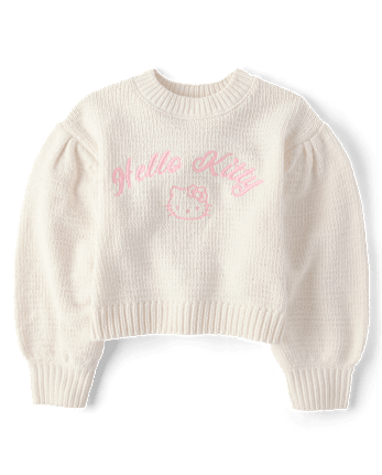 Girls Hello KittyÂ® Embroidered Chenille Sweater