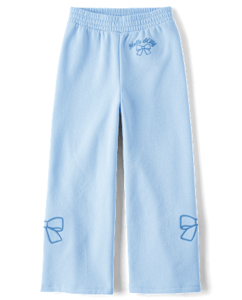 Girls Hello Kitty® Embroidered Premium Fleece Wide Leg Lounge Pants