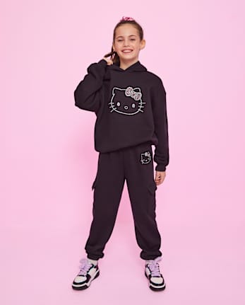 Girls Hello KittyÂ® Rhinestone Premium Fleece Oversized Hoodie
