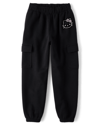 Girls Hello Kitty® Rhinestone Premium Fleece Cargo Jogger Pants