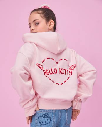 Girls Hello KittyÂ® Embellished Premium Fleece Hoodie